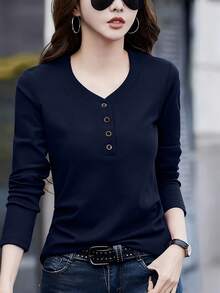 Elegant And Modern Top For Women - 海軍藍 - 查看 1