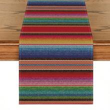 Mexican Colorful Stripes Serape Table Runner Holiday Party Decor Reusable Mexico Day Of The Dead Fiesta Kitchen Dining Table Runner Day Of The Dead Decorations - Multicolor - View 1