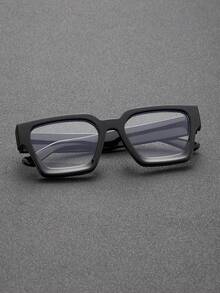 1 Pair Classic Black Square Plastic Frame Glasses, Suitable For Outdoor Travel And Daily Wear, Transparent Frame Accessory - Clear - View 3