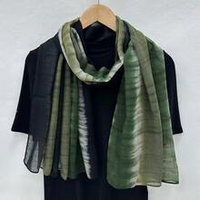 1pc Women's Printed Scarf, Lightweight All-Season Style, Contrast Color Gradient, Soft & Comfortable, Spring/Autumn Sun Protection Shawl, Head Wrap - Olive Green - View 7