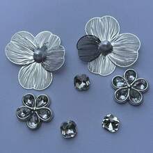 Fairy Style Electroplated Metal Flower Shoe Charms For Clogs And Ballet Sandals, DIY Accessories With Rhinestone Decoration - Multicolor - View 3