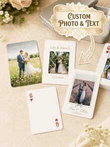 Custom Wedding Photo Playing Cards, Personalized Couple Photo & Text Poker Cards, Custom Keepsake For Wedding Favors, Anniversary, Bridal Shower & Party Gifts, Unique Souvenir For Guests - Multicolor - View 1