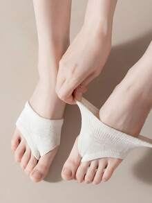 2 Pairs Women's Low-Cut Open Toe Covered Socks, Half Socks, Invisible Socks, High Elasticity Front Palm Anti-Slip Pad, Relieve Friction Pain Between Toes, Suitable For Sandals, High Heels, Mule Shoes - Multicolor - View 7