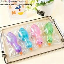 1pc Colorful Shiny Cute Duck Squishy Toy Set, Soft Slow Rebound Stress Relief Fidget Toy With Flowing Glitter, Suitable For Kids And Adults, Perfect For Party Favors, Birthday Gifts And Desk Decor - Multicolor - View 9