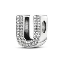 1pc S925 Sterling Silver 26 Letter Bead, Featuring Original 3D Rhinestone Design. This Versatile Letter Spacer Bead Is Suitable For Bracelets And Necklaces. Customize Your Own Initial Jewelry To Showcase Your Unique Style, Perfect For Handmade Crafts Or Daily Wear. - Silver - View 38