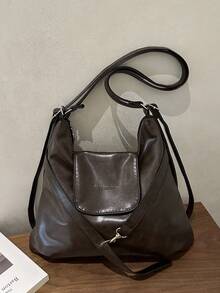 Vintage Large Capacity Korean Style Backpack New Crossbody Bag Fashion Versatile Commuter Shoulder Tote Bag - Coffee - View 10