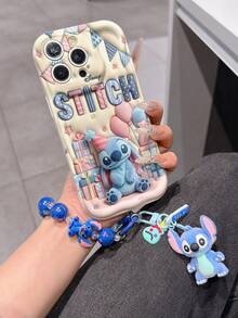 Disney Has Authorized, Phone Case - Chain Set, The Stitch Lilo & Stitch 3D Phone Case Plus A Silicone 3D Stitch Bracelet With Metallic Ring Removable Bracelet, Stitch And Angel Pattern, Compatible With Iphone17/16/15/14/13/12/11/XS/XR/X Plus Pro Max, A Stylish Cartoon Phone Case, The Perfect Gift Choice, Phone Protection, Durable Phone Cover, Great Gift For Friends And Family. - 白色 - 查看 3