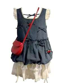 Women Suit Sets - Denim Top + Lace Skirt Two-piece Set - View 7