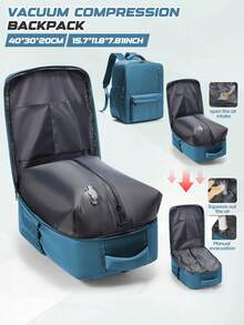 Mochila de viaje unisex de gran capacidad con compresión al vacío, bolso de hombro, bolsa de almacenamiento multifuncional con compresión al vacío, mochila práctica de gran almacenamiento casual & de negocios para estudiantes, múltiples compartimentos y bolsillos para un almacenamiento clasificado y ordenado. - Multicolor - Ver 12