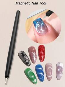 Conjunto de Ferramentas Magnéticas para Nail Art Olho de Gato: Ímãs de Contas Redondas + Haste Magnética, Contas Magnéticas Redondas para Unhas de 5MM Flor de Gelo Ondas de Água Ímã para Unhas Profissional DIY Design de Nail Art Efeito Brilhante Acessórios, Suprimentos para Salão de Unhas - Multicolorido - Visão 8