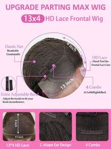 Tóc giả nữ 24 inch màu đen tự nhiên, sóng body, tóc Brazil nguyên chất pha trộn, mật độ 200%, 13x4 HD Lace Front, 5x5 không keo, ren cắt sẵn, nhổ sẵn với tóc con, dùng đeo hàng ngày, cho tiệc Halloween và Giáng sinh, làm quà tặng - Tự nhiên & Đen - Xem 4