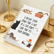 1pc Humorous Cat Birthday A5 Notebook, Spiral Bound Lined Journal With Funny Cat Print, Back To School Supplies For Students & Daily Planning - Humorous - View 3