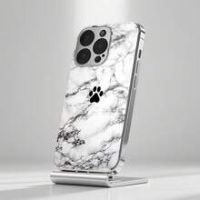 24-Stunden-Versand aus Deutschland |   Cloud Stone Cute Paw Fun Style Electroplated Silver Tempered Glass Case mit Camera Protection & Shockproof – kompatibel mit Apple  11/12/13/14/15/16/17 Pro Max/Plus/SE/Air – Perfektes Geschenk – für Samsung Galaxy S21/S22/S23/S24/S25 Ultra - 1 Stück Bildfarbe - Übersicht 4