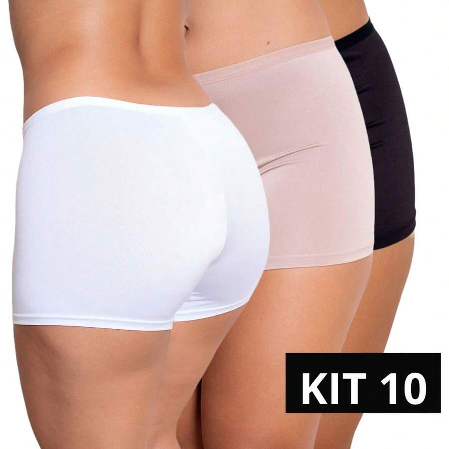 kit 10 Anágua Short Segunda Pele Curta Toque Suave e Caimento Perfeito, Evita Transparência balé - Multicolorido - Visão 1