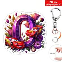 Bộ móc khóa 2D phẳng 1 chiếc, hình hoạt hình chữ cái hoa xe hơi, mặt dây chuyền acrylic chủ đề giấc mơ "A-Z" kèm dây xích, phụ kiện treo túi sáng tạo - Nhiều màu - Xem 11