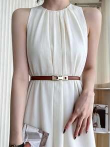 1 pieza Cinturón elástico ajustable con hebilla de estilo minimalista de moda - Camel - Ver 7