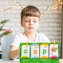 78Pcs/Set CVC Word Games, Cartoon Alphabet Double Sided Education Flash Card For Matching Letter Reading Spelling Game Learning Activities, English Learning Cards Early Education Parent Child Interactive Game Back To School - 彩色 - 查看 3