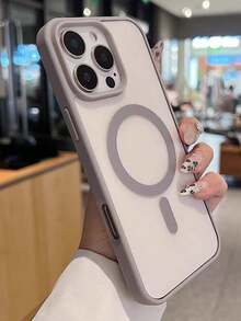 Transparent Magnetic Phone Case, Compatible With 17 Pro Max, 16, 15, 14, 13, 12, 11 Pro Plus Max, Mini 7, 8, SE, 16e, 7P, X, XR, Xs Max, Shockproof Protective Cover, Compatible With Samsung S25 Ultra, S24 Ultra, S23 FE, S22+ - Light Grey - View 1
