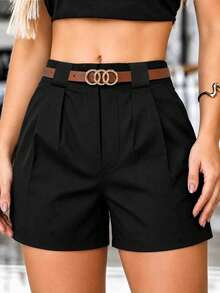 Quần short nữ màu trơn, kiểu dáng thường ngày, cạp chun điều chỉnh được, có túi, thích hợp cho các hoạt động ngoài trời như đi bộ đường dài, đi biển, tập thể dục, leo núi, mặc hàng ngày, món quà hoàn hảo cho bạn gái yêu thích thể thao. - màu đen - Xem 1
