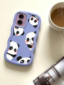 1pc Y2K Cute Panda Pattern Macaron Dopamine Color Soft TPU Wavy Edge Phone Case Compatible With Galaxy A03 A04 A05 A06 A11 A12 A13 A14 A15 A16 A20S A21S A22 A23 A24 A25 A26 A31 A32 A33 A34 A35 A36 A50 A51 A52 A53A54 A55 A56 A73 S20FE S21FE S22 S22U S23 S23+ S23U S233FE S24 S24+ S24U S25 S25+ S25U/ Note 11 Note 12 Note 13 Note 14 /Samrt/Honor/Y7 Y9/Ealme C53 C55 - Purple - View 3
