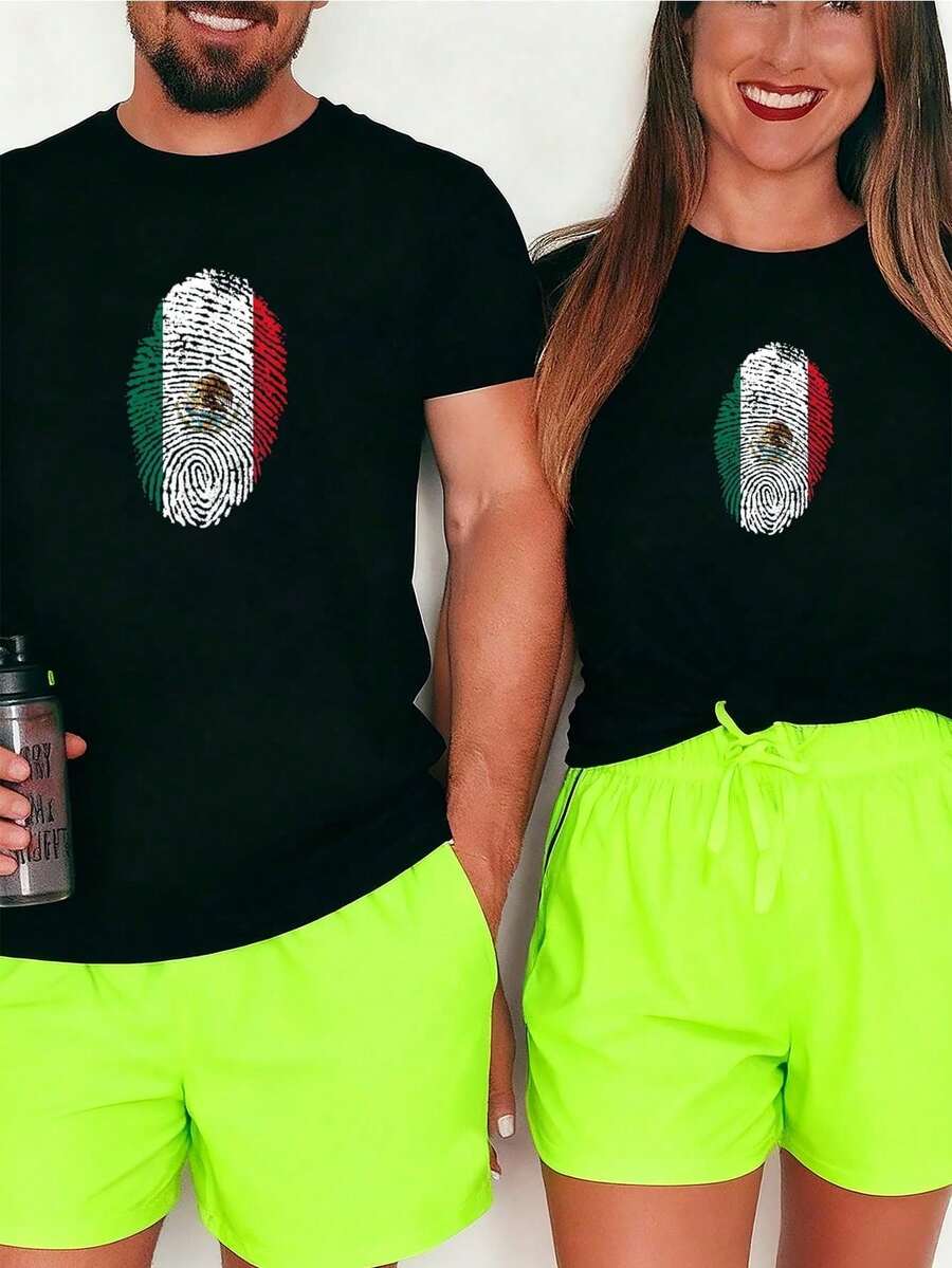 Camiseta Retro de México - Camiseta de Fútbol Mexicano, camisetas gráficas para hombres, tops cortos, camisetas para parejas, atuendos artísticos para hombres - Negro - Ver 1