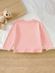 1pc Baby Girl Cute Long Sleeve T-Shirt, "IT'S OKAY TO BE DIFFERENT" Print, Soft Fabric, Casual Style - Pink - View 3