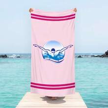 1pc Ultra Soft Swimming Pattern Beach Towel For Beach Pool Party - Vacation Beach Accessory Beach Blanket Pool Towel - Multicolor - View 2