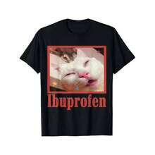Women's T-Shirt Unisex Unisex Pure Cotton TShirt Ibuprofen Cat Meme TShirt Summer Outfit For Women Womens TShirt Mens TShirt Streetwear - Black - View 1