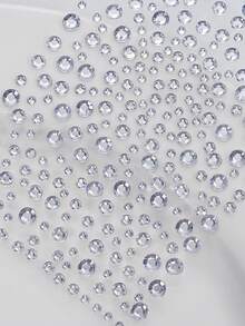 1/3pcs Self-Adhesive Rhinestone Stickers, Crystal White Glitter Gemstone For Face, Hair, Eyes, Body For Women & Girls, DIY Music Festival Makeup Decor Accessories,Concert Look - White - View 3