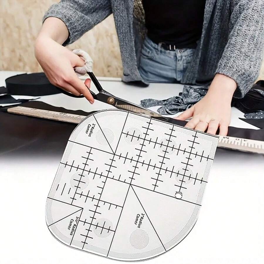 Regla de corte de ángulo curvo para patchwork | Regla de acrílico para costura y patchwork | Suministros de costura DIY, plantilla de costura, herramientas de patchwork | Regla de corte de ángulo curvo - A - Ver 1