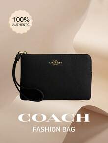 Coach Corner Zip 15/16 Monogram Wristlet Zip Short Wallet With Heart Charm Women's Wrist Strap Card Phone Purse - Black - View 1