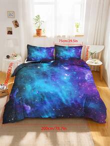 2/3件組銀河星雲床上用品套組，紫色與藍色星空被套組含枕套，外太空宇宙被套，成人臥室裝飾（不含被芯）200x200cm - 彩色 - 查看 13