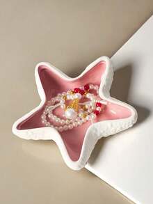 1pc Decorative Ceramic Jewelry Tray, Creative Personalized Ashtray, Starfish Shaped Small Ornament Dish, Ceramic Ring & Earring Storage Rack Decor, Ocean Theme Decorative Plate, For Holding Rings, Earrings, Necklaces, Bracelets, Watches, Keys, Bathroom, Bedroom Home Decor, Mother's Day Gift, Lover's Gift - Multiple Styles - View 13