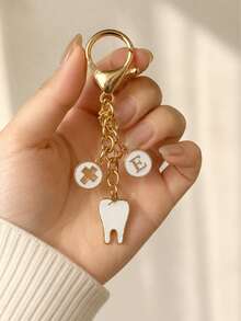 Tooth-Themed Keychain, Vintage Medical Style Personalized Key Chain, Bag Accessory, Birthday Party Favor, Creative Small Gift For Couples - White Teeth - View 10