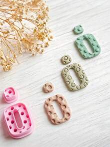 Polka Dot Pattern Clay Cutter, Polymer Clay Tool For DIY Textured Earrings, Pendants And Jewelry Making, Suitable For Beginners And Artists, All-Season Craft Project, Perfect For Cute And Fun Style - Pink - View 6