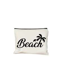 白色波點海灘托特包，印有「Beach」字樣與棕櫚樹圖案，大容量帆布單肩包，可重複使用，適合購物與旅行，可折疊帆布單肩托特包，通勤包，平板電腦包，收納包，夏季必備旅行包，適合海灘旅行、泳池日、購物與日常使用，適合女性、旅行者與海灘愛好者，完美適用於春假、復活節、母親節、度假與送禮 - 彩色 - 查看 11