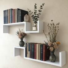 1pc Living Room Wall-Mounted Decorative Shelf, Bedroom Headboard Creative Personalized Grid Storage Rack, Autumn Home Decor Room Decoration - Multicolor - View 1