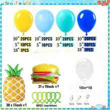Sponge Theme Birthday Decoration Set - 147pcs Underwater World Party Supplies, Including Yellow, Light Blue, Neon Blue, Dark Blue And Transparent Balloons, Perfect For Birthday Party. Baby Shower Decoration, Gender Reveal Decoration. - View 6