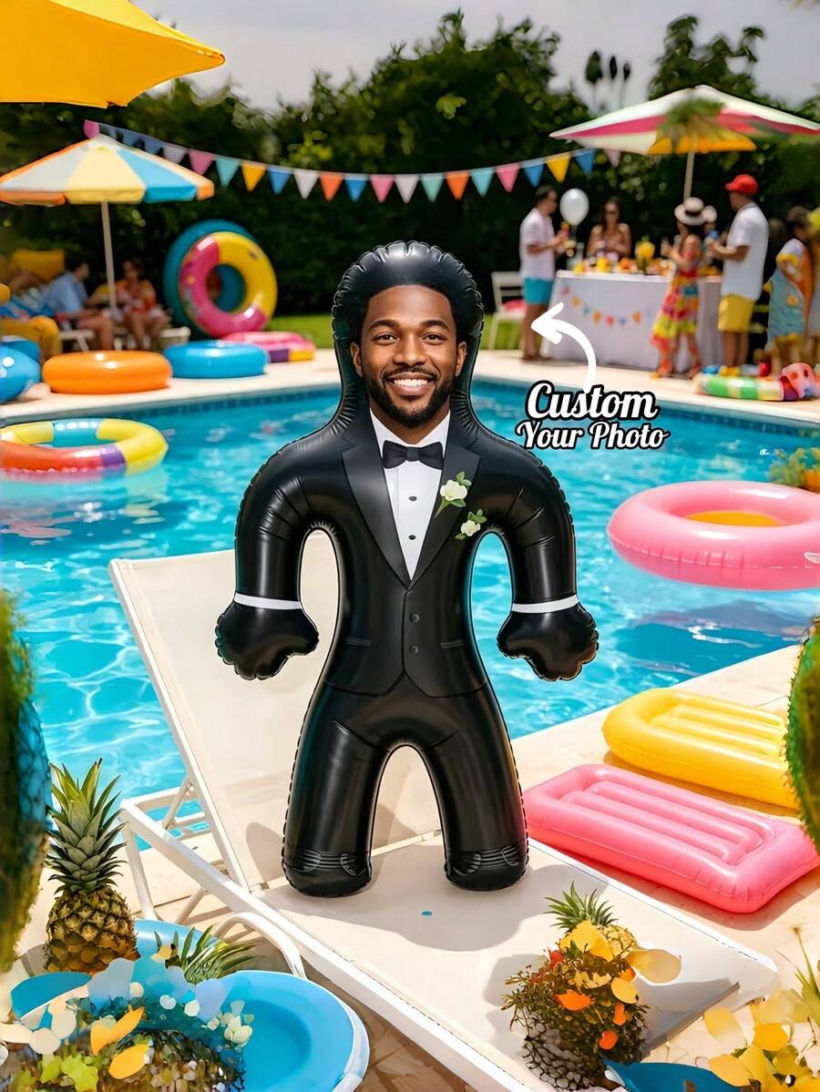 1pc Customized Face Inflatable Blow-Up Prop, Bachelorette/Bachelor Party Gift, Bride/Groom Prank Gift, Novelty Pool Birthday Wedding Decoration