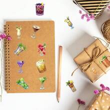 50 Sheets Fashion Beverage Wine Pattern Clear PET Stickers Durable Waterproof Daily Item Ornament Stickers - 50 PCS - View 9