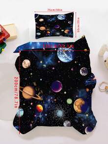 2/3件組 3D星系行星床寢套組，太空主題被套含枕套，宇宙太陽系床寢套組，適合男孩與女孩 (Twin/Full/Queen/King) - 彩色 - 查看 11