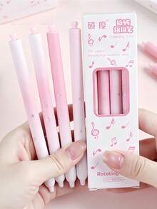 4pcs/Box Gradient INS Style Twist Gel Pens, High-Value Student Exam Practice Pens, Rotating Tip 0.5mm, Minimalist Black Ink - A - View 14