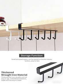 [1 pieza estante de almacenamiento colgante que ahorra espacio] 1 pieza gancho moderno de doble hilera para montaje en pared, sin necesidad de taladrar, resistente, fácil de instalar, adecuado para cocina, baño y dormitorio. Estante de almacenamiento con soporte para tazas colgante. - Multicolor - Ver 4