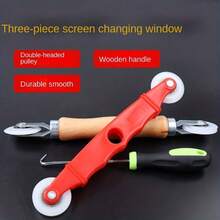 3pcs Window And Door Screen Replacement Roller Tool Set, Wooden Handle Metal Roller, Plastic Steel Window Strip Roller, Plastic Screen Roller, Complete Screen Installation Kit - Includes Replacement Tool, Tension Roller - Screen Window Removal Tools - View 6