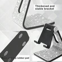 Luxury Rhinestone Car Phone Holder, Sparkling Crystal Decor, Unique Design Matches Various Car Interiors. Stable Base Support, Phone Stays Secure, Practical For Navigation And Watching Videos, Combines Decoration And Function, Enhances Car Interior Style. - Black Diamond Phone Stand - View 2