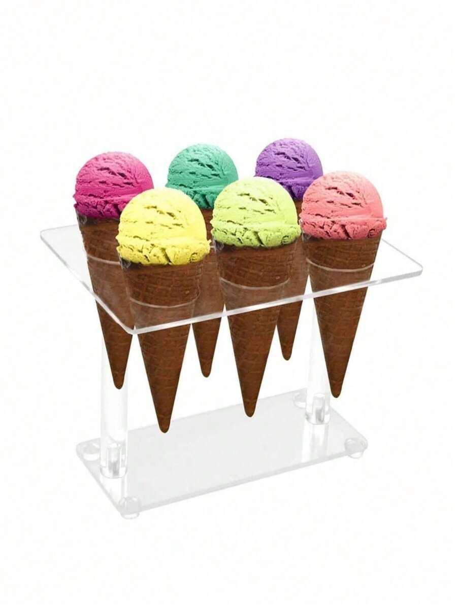 Ice Cream Display Rack Transparent Acrylic Cone Waffle Crisp Holder Ice Cream Storage Shelf - View 1