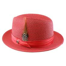 Men's Straw Fedora Hat With Satin Band & Feather, Breathable Woven Summer Casual Sun Hat For Beach And Daily Wear Father's Day Gifts - Olive Green - View 8