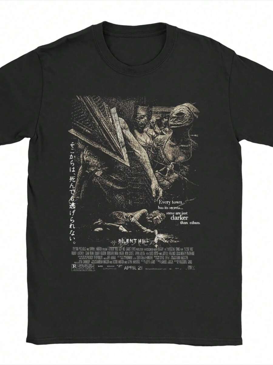 2026 Summer New Arrival [100% Cotton] Men's Queens Of The Stone Age Band T-Shirt, Vintage American Rock Music Cotton Tees, Printed Summer Tees, Oversized Tees. Loose, Casual, Fashionable, Suitable For Commuting, Daily Wear - 黑色 23 - 查看 1