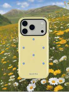 GIIPPA 1pc Cream Yellow Background With Light Blue Polka Dot Pattern Design, Phone 17 Pro Max Phone Case, Compatible With Phone 16 Pro Max, 15 Pro Max, 14 Pro Max, Korean Style High-End Fashion Fun Phone Case, Compatible With 11/12/13/14/15/16 Pro Max Plus, Elegant Design Suitable For Men And Women, Perfect Gift For Girlfriend For Christmas, Valentine's Day, Easter, Wedding Season And Birthday! - Creamy Yellow - View 7