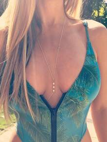 1pc Fashion Sexy Rhinestone Beach Bikini Halter Neck Waist Chain Body Chain, Suitable For Party, Gathering, Summer Beach Vacation, Daily Accessory, Holiday Gift - Gold - View 7